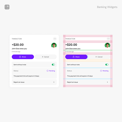 Transaction Layout — Banking Widgets Templates banking clean design finance fintech layout template transaction ui ux widget