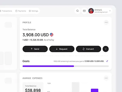Profile Dashboard — Banking Widgets Templates balance banking clean design finance fintech profile template ui ux widget