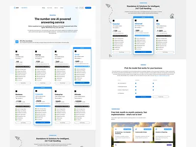 SaaS Pricing ai answering best call call center compare comparison include offer page plan plans pricing saas service tiles ui ux web website