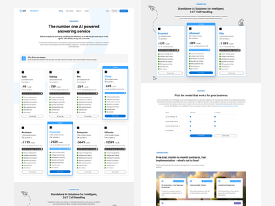 SaaS Pricing ai answering best call call center compare comparison include offer page plan plans pricing saas service tiles ui ux web website