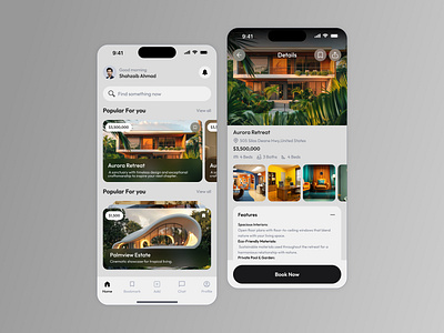 Real Estate Mobile App UI Design app interface architecture app booking app clean design dark and light mode design system elegant interface figma ui home listing house finder luxury homes minimal ui mobile app concept mobile ui design modern app ui property app design real estate app real estate ux ui concept ui ux design