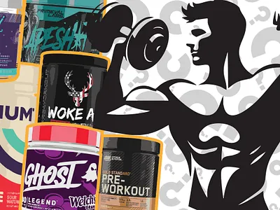 Finding the right pre-workout thumbnail design graphic design vector
