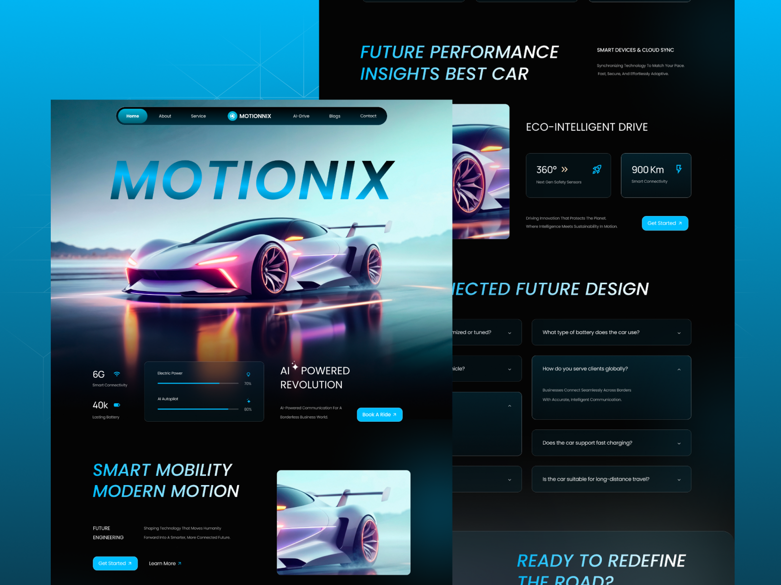 Motionix - Future Mobility Website Figma Landing Page Design🚗 automotive ui car landing page car web design car website clean ui dark theme ev website figma figmadesign framer future mobility hypercar design landing page landingpagedesign modern ui supercar design uiux vehicle dashboard webappdesign webflow