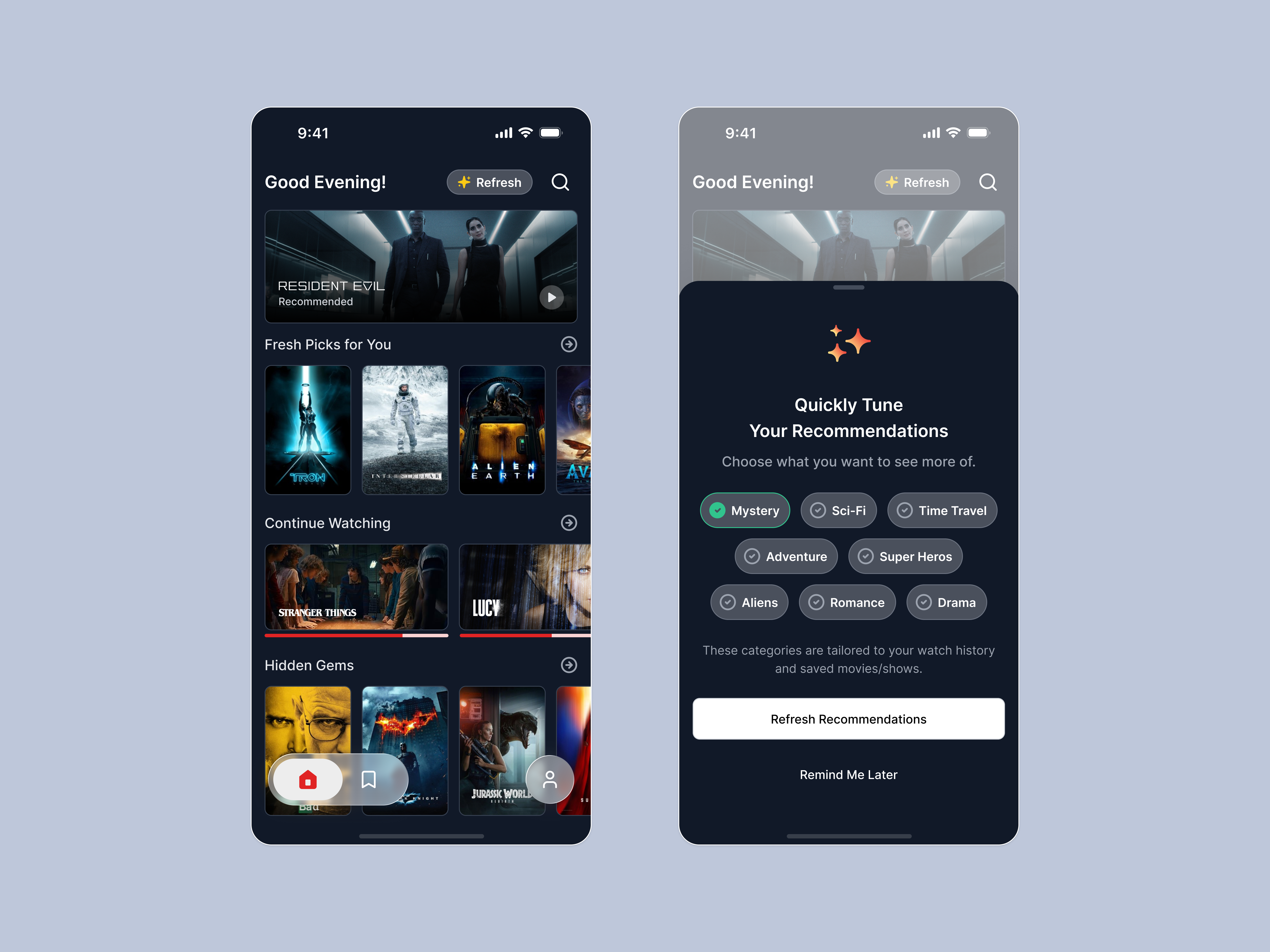 Streaming App Home - Day 03 app design ios mobile app movie recommendations streaming ui ux