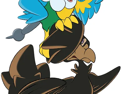 Birb lecturing Krow art bird chatot murkrow pokemon