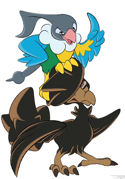 Birb lecturing Krow art bird chatot murkrow pokemon