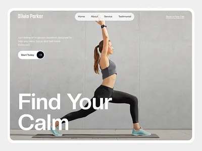 Yoga & Meditation Coach Landing Page Design calmdesign coach ui coach website figmadesign fitness wellness coach health coach healthcare ui landingpage meditationcoach mindfulness uidesign uiux uxdesign webdesign wellbeing wellnesscoach yogacoach