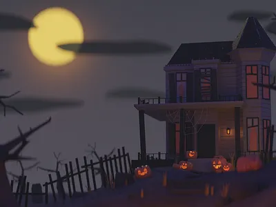haunted 3d model blender illustration