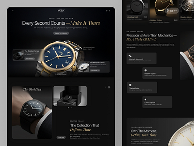 VORN - Landing Page Website conceptdesign dribbble landingpage luxurybrand luxuryui minimaldesign timeless uidesign uiuxdesign uxdesign visualdirection watchdesign webdesign
