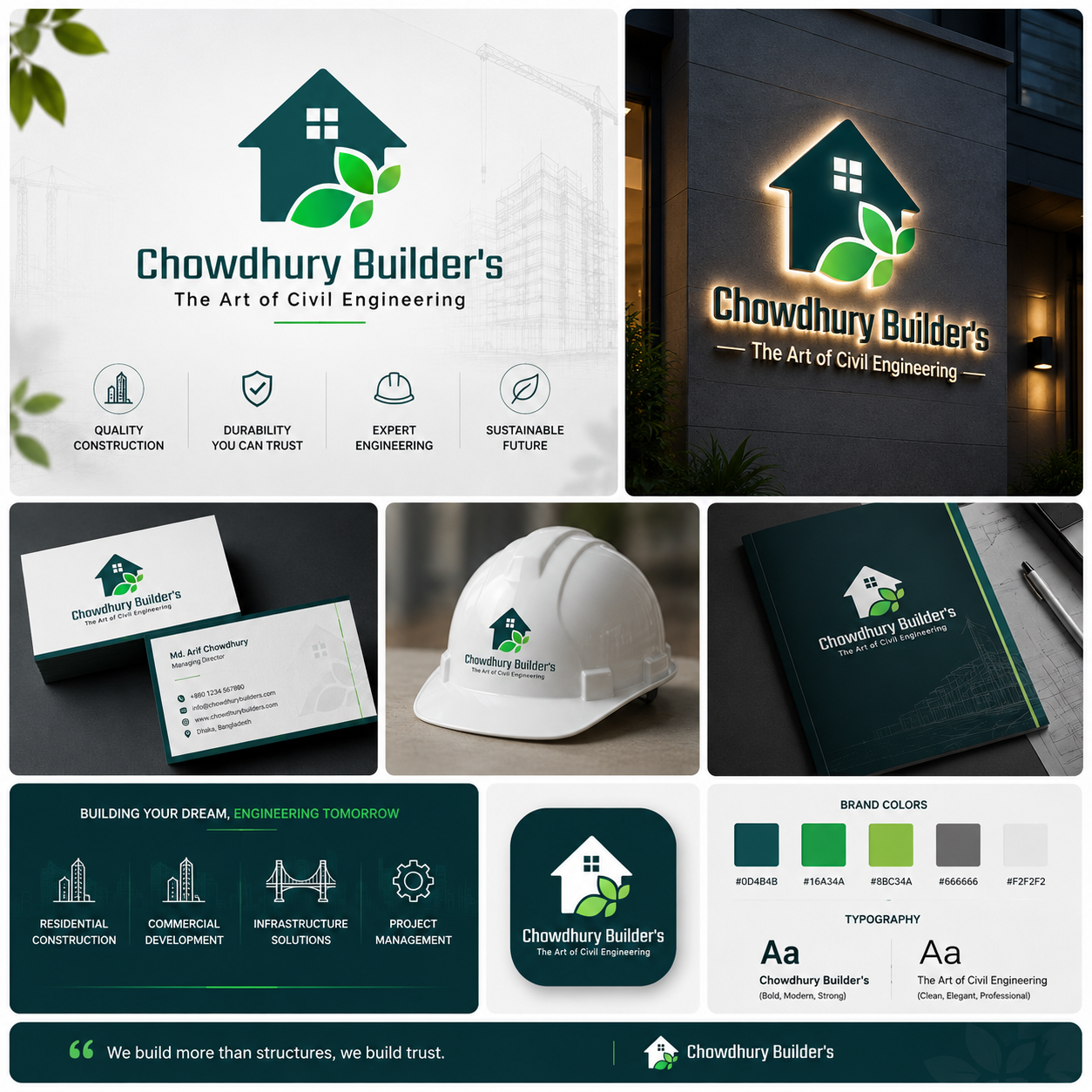 Chowdhury Builder’s Logo Design architecture brand identity building design civil engineering construction company eco friendly logo engineering firm green construction house logo logo modern logo design professional logo real estate branding structural engineering sustainable design