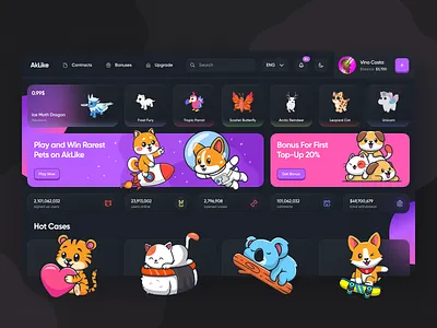 AkLike — Pet NFT Platform crypto darkui dashboard figmadesign gamefi nft uiux web3