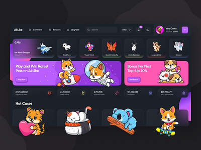 AkLike — Pet NFT Platform crypto darkui dashboard figmadesign gamefi nft uiux web3