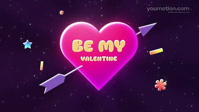 Valentines Typography 3d animation arrow cinematic couple glowing heart holiday intro love motiondesign pink purple romance romantic romanticday sweet typography valentine youmotion