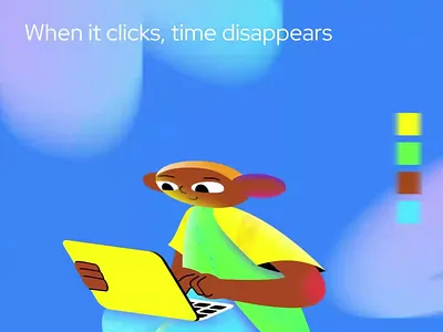 Character Slides animation character colorful concept creative design explainer flat focus gradient illustration laptop minimal modern motion productivity slides storytelling workflow youmotion