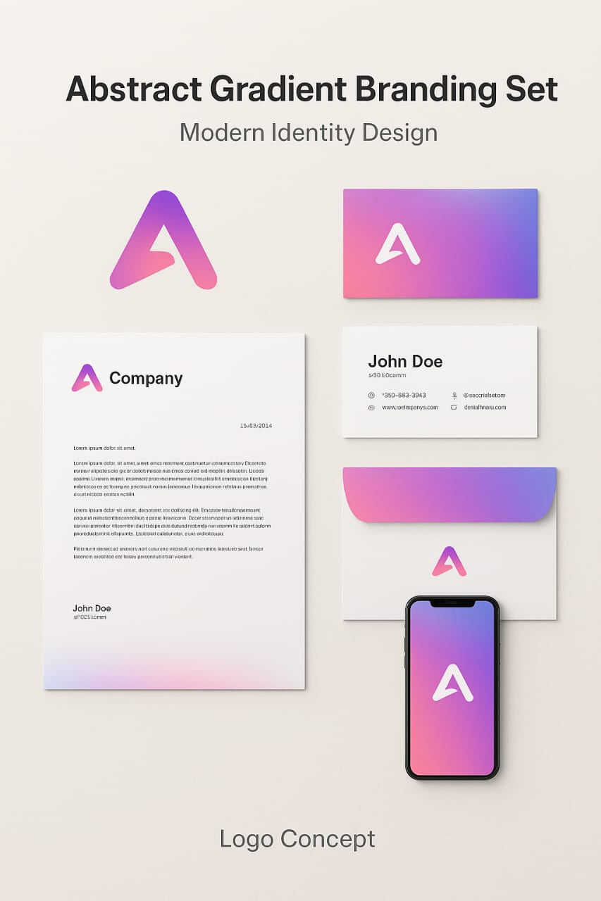 Example of Abstract Gradient Branding& Identity Set