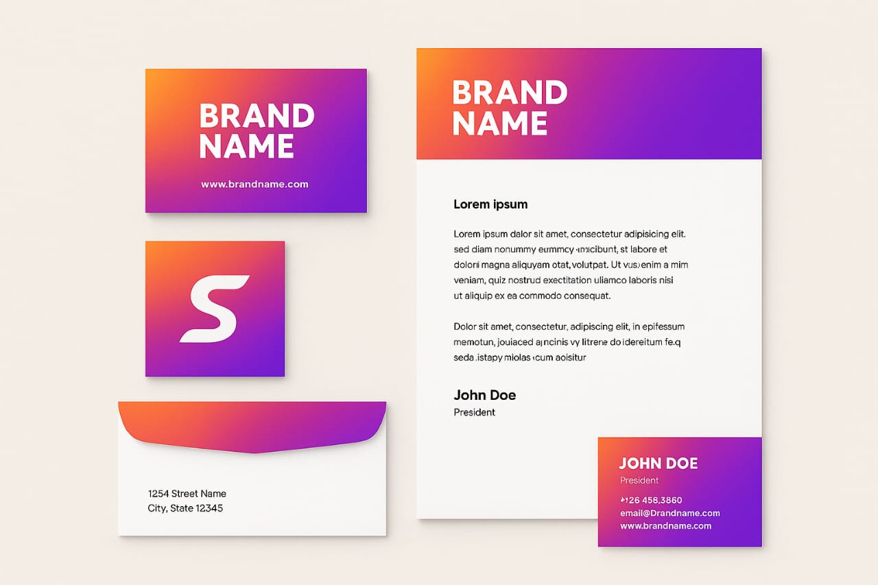 Example of Abstract Gradient Branding& Identity Set