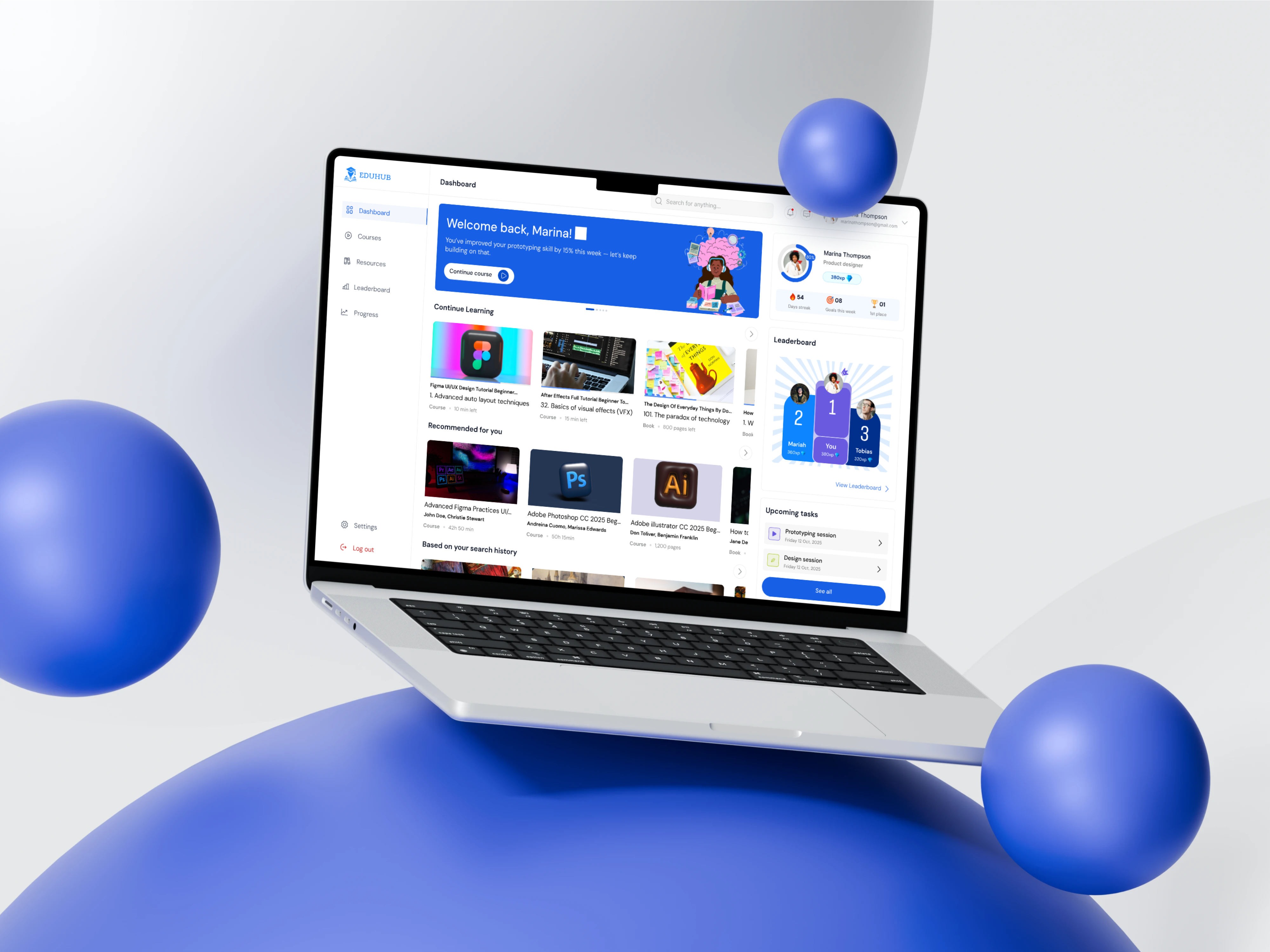 Educational dashboard blue dashboard edu dashboard educational dashboard edutech fun fun design learning platform product design study dashboard uiux