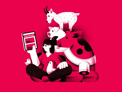 Agrikola animals character chicken cow daniele simonelli dsgn editorial illustration goat grain hen illustration ipad pig texture vector