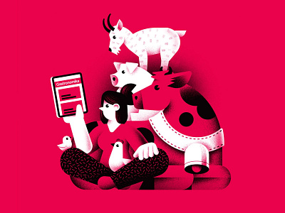 Agrikola animals character chicken cow daniele simonelli dsgn editorial illustration goat grain hen illustration ipad pig texture vector