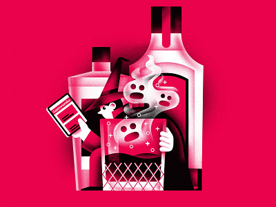 Spiritika alcohol bottle daniele simonelli dsgn editorial illustration glass illustration magic magician sorcerer spirit texture vector witch