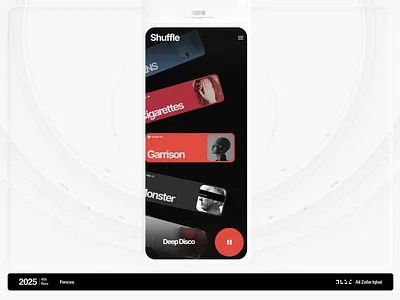 Fences android animation apple branding card design cards colorful dark deck interaction design liquid glass material design mobile music player tablet touch transition ui ux