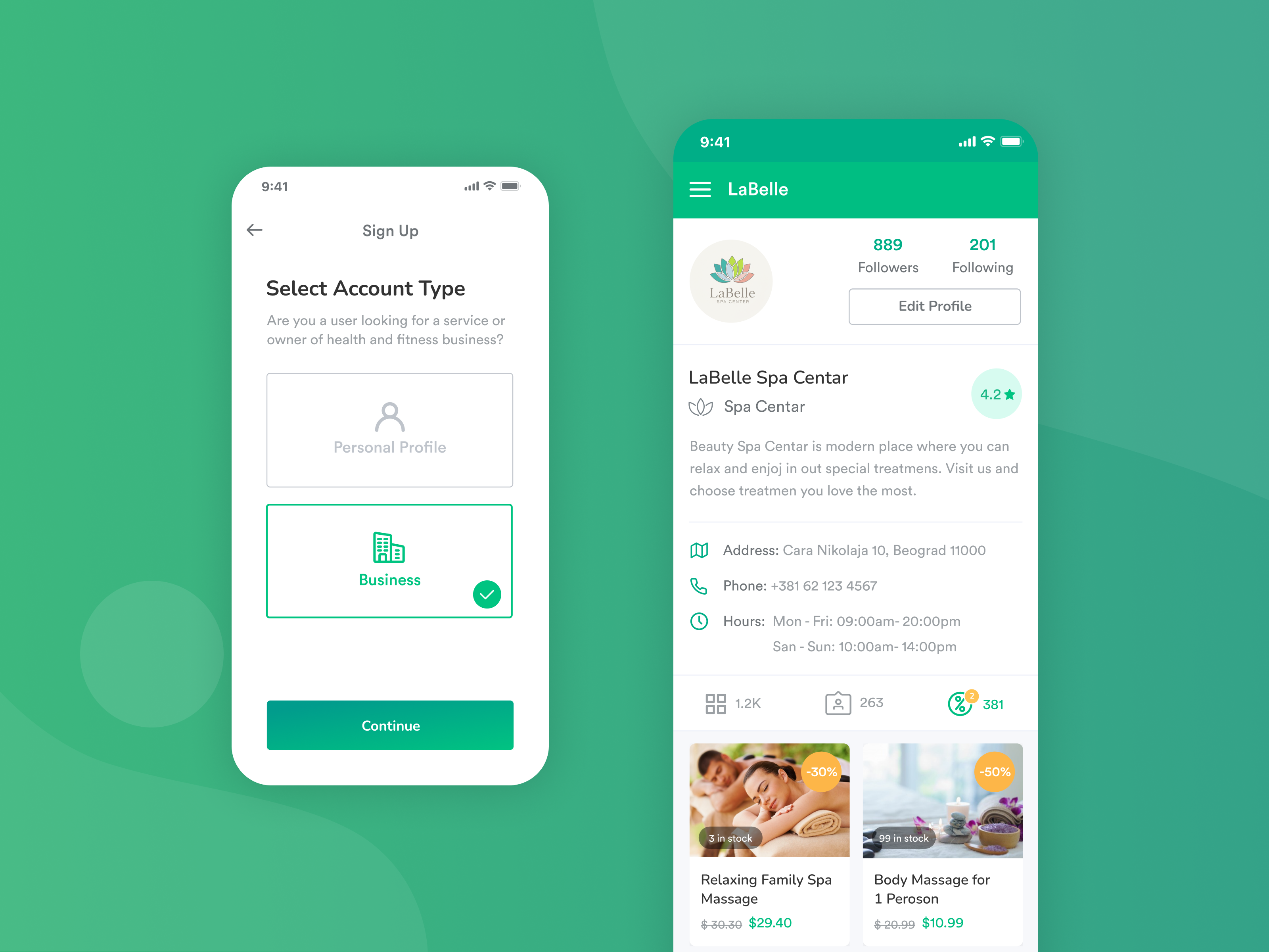 Proxfit – Personal & Business Profiles Setup app business profile fitness health mobile profile sign up ui ux wellness