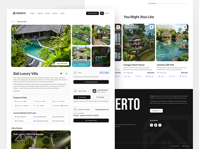 Properto - Property Details Website apartment booking building buy clean design detail page details page house landing page property property detail property page property website real estate real estate website rent ui design uiux villa web design