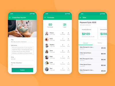 Proxfit – Create. Sell. Get Paid. fitness health mobile purchase revenue sell tracking ui ux vouchers wellness
