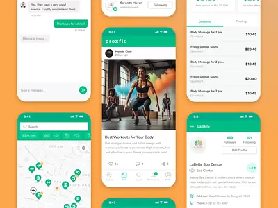 Proxfit – Connecting Healthy Lives with Local Businesses fitness health lifestyle mobile mvp design startup desgin ui ux wellness