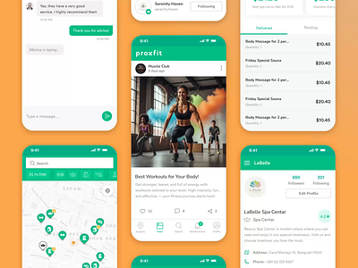 Proxfit – Connecting Healthy Lives with Local Businesses fitness health lifestyle mobile mvp design startup desgin ui ux wellness
