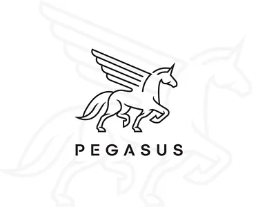 Handcrafted Pegasus Logo for Sale animal creative graphic greek handcrafted horse horse logo horse wings line art logo minimalistic modern myhtology pegasus pegasus logo timeless wings