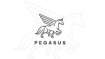 Handcrafted Pegasus Logo for Sale animal creative graphic greek handcrafted horse horse logo horse wings line art logo minimalistic modern myhtology pegasus pegasus logo timeless wings