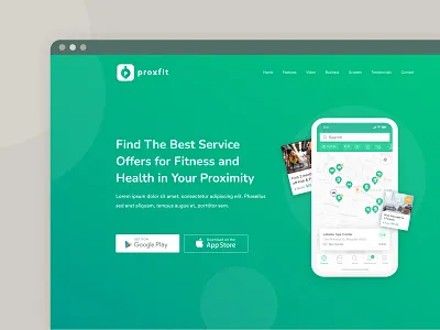 Proxfit - Landing Page app fintess health landing page mobile startup ui ux web design wellness