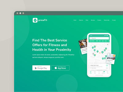 Proxfit - Landing Page app fintess health landing page mobile startup ui ux web design wellness