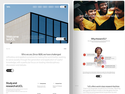 UCL Unviersity Website - Study Case branding campus design education header landing page minimimal design research ucl ui uiux university ux web design website