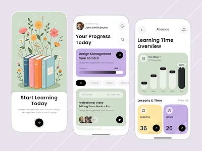 EduFlow Modern Learning Progress Tracker App app design course management dashboard e learning ed tech design education app interaction design learning app light theme mobile ui modern ui productivity app progress tracking skill development student app user experience