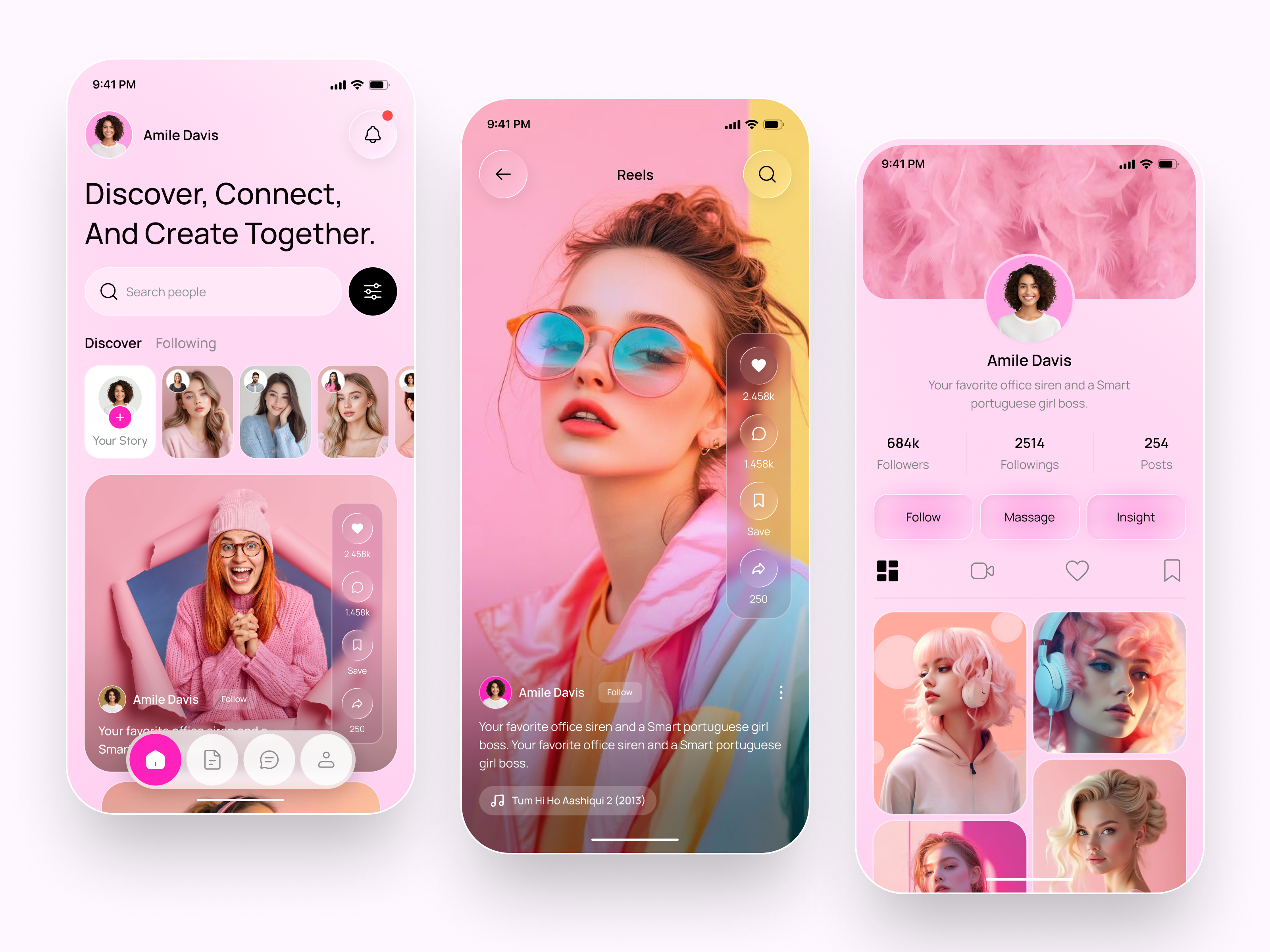 Social Connect – Creative Community App UI/UX Design community app creative platform creator network explore feed mobile modern design modern social post premium design product design profile reels app design social app social media social media app social media platform ui ui design ux