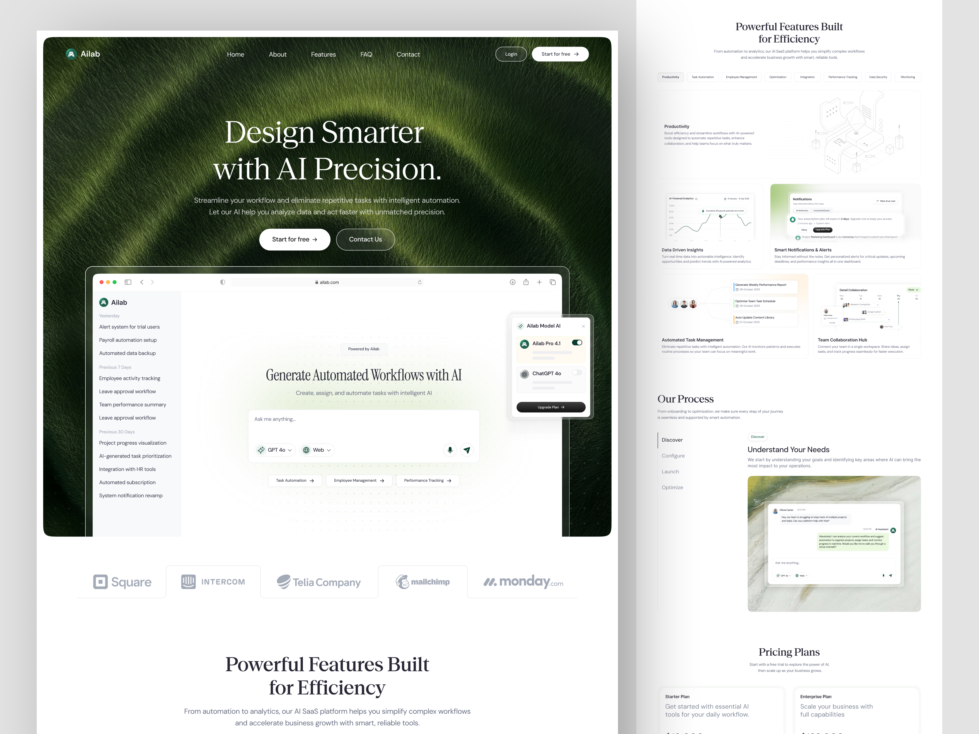 Ailab - AI SaaS Landing Page ai ai assist ai assistant ailab ailandingpage artificial intelligence assistant bot chatgpt dribbble figma landingpage productdesign saas saaslandingpage uidesign uxdesign virtual assistant webdesign