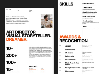 Art Director Portfolio - About Page about about me about page about us about us page art director big type creative director our story portfolio profile story swiss design swiss style ui website
