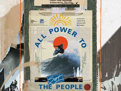 all power to the surf people (shortboarder Ver.) album cover book cover collage cover design design digital art graphic design illustration 그래픽디자인 꼴라주 꼴라쥬 콜라주 콜라쥬