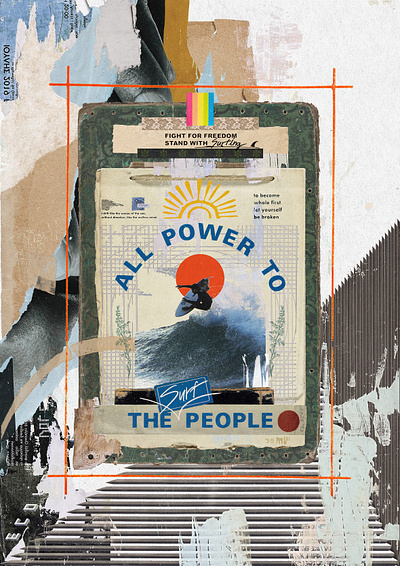 all power to the surf people (shortboarder Ver.) album cover book cover collage cover design design digital art graphic design illustration 그래픽디자인 꼴라주 꼴라쥬 콜라주 콜라쥬