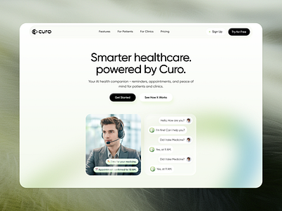 AI Healthcare Website Design ai ai agent assistant clinic design doctor healthcare website landing page medical minimal saas ui web design website website design wingly