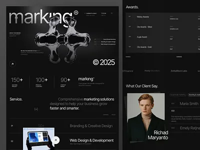 Marking® — Marketing Agency Landing Page agency website dark mode design digital agency home page homepage landing page landingpage marketing marketing agency marketing landing page ui ui ux uidesign ux web design website website design