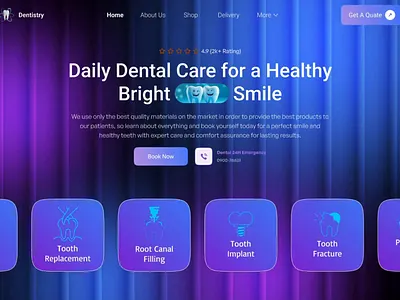 Dental Care Landing Page dental health dental website dentalcare dentistlife dentistry healthcare landing page landing page design medical medical care modern dental care oral health smile teeth ui ux website website design