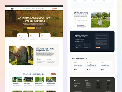 Monuments Memorials Landing Page art branding clean design design homepage landing page lifes memories logo memorials minimal monuments monuments memorials ui website