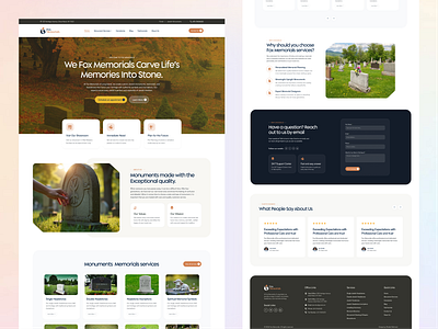Monuments Memorials Landing Page art branding clean design design homepage landing page lifes memories logo memorials minimal monuments monuments memorials ui website