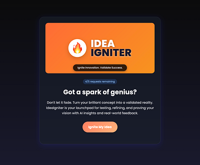 Idea Igniter — AI-Powered Business Idea Validation ai app branding graphic design illustration logo saas ui ux vector webdesign