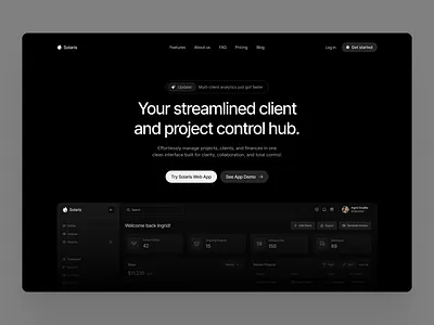 SaaS hero dark mode exploration design figma ui web web design