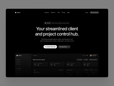 SaaS hero dark mode exploration design figma ui web web design