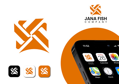 Jana Fish Company adobe illustrator black and spanish orange brand identify design branding design graphic design jana fish company letter logo lettermark logo logoconcept logodesginer logodesign logomark logotype modern monogram typography vector wordmark